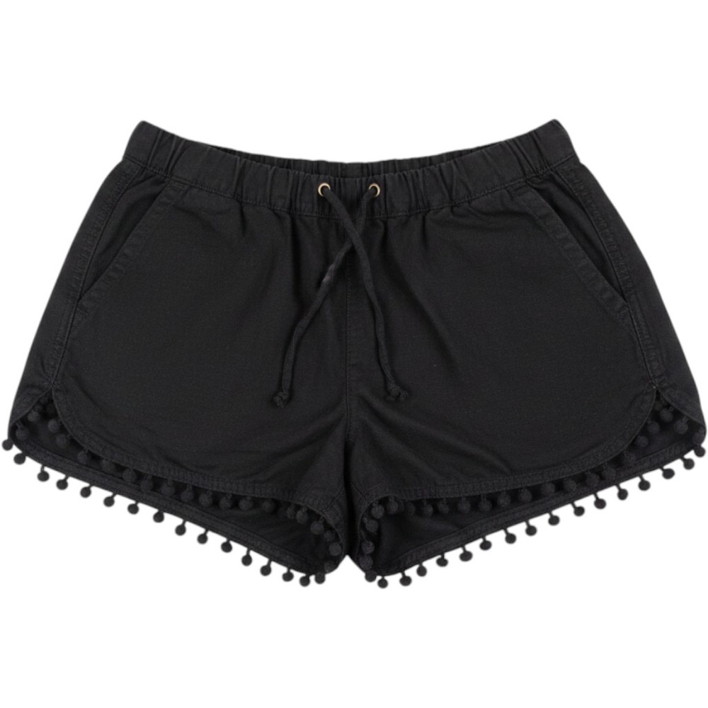 J.Crew Womens Black Pom-Pom Trim Linen Blend Pull-On Shorts H5621 XXS